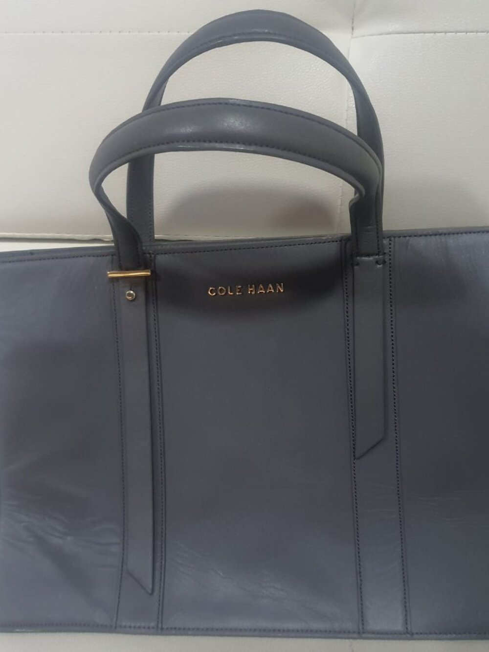 Cole Haan gray leather structured tote – very clean, excellent condition.